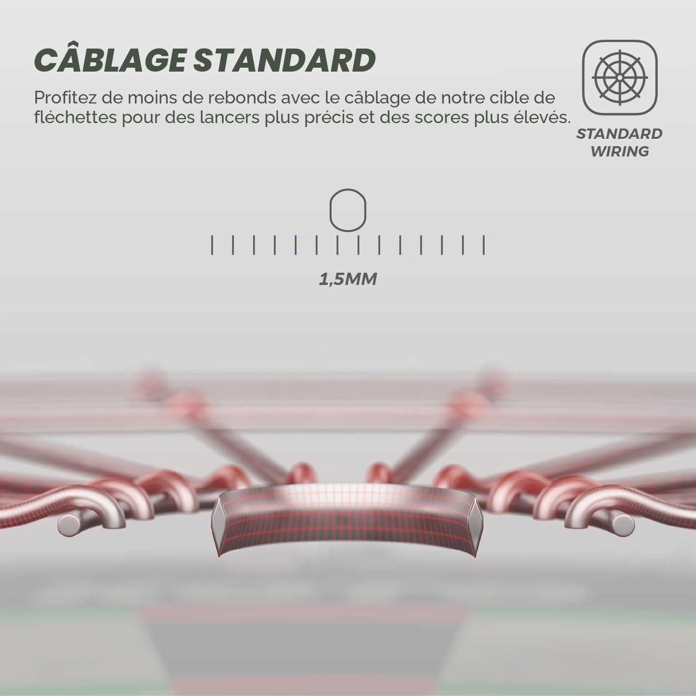 KOTO – King Classic Cible Fléchette Liège, Dimensions Officielles, pour Fléchettes à Pointe Acier, Fil Ultra Fin, Jeu de Flechette