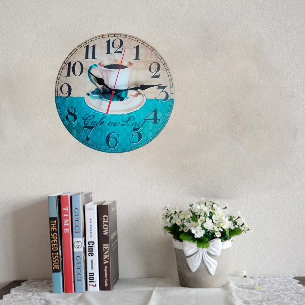 YeYo Fashion Art MDF Wooden Silent Wall Clock European Style Art Decor for Home Living Room Office Decoration (12inch)