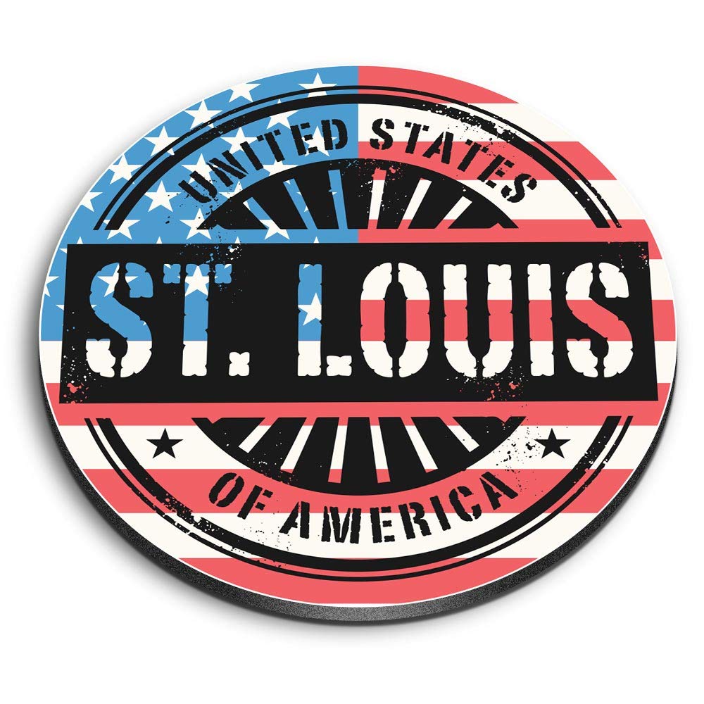 1 x Round MDF Magnet - St. Louis Missouri USA American Flag 6074