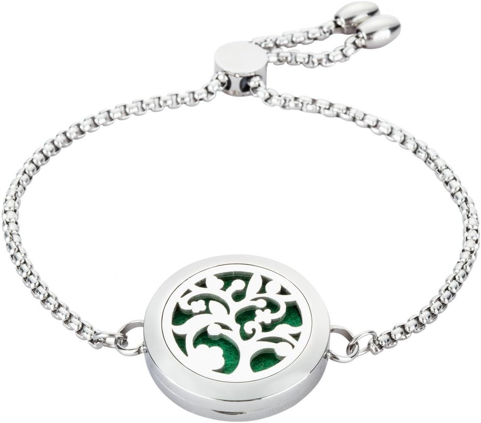Diffuser Bracelets for Women Essential Oil Bracelets Aromatherapy Bangle Stainless Steel Locket Perfume Jewelry for Girls, Ladies