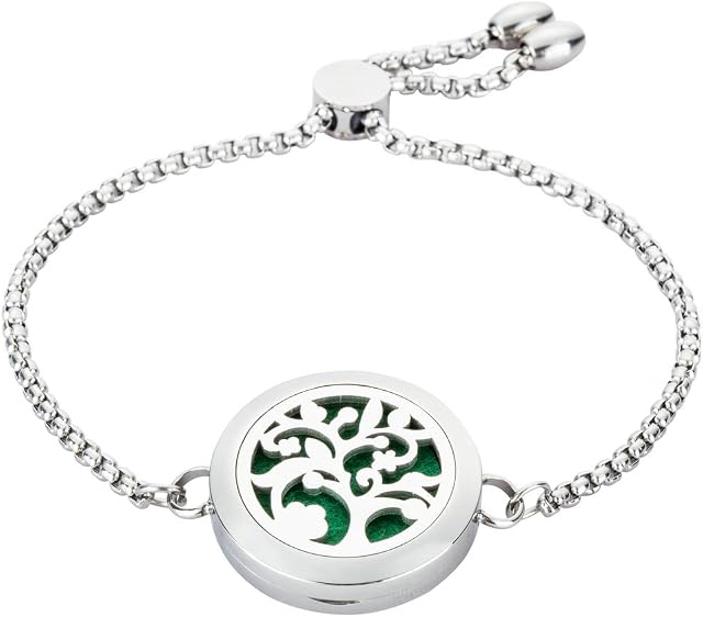 JAOYU Essential Oils Diffuser Bracelet - Perfume Bangle for Women -Stainless Steel Aromatherapy Locket with 8 Refill Pads