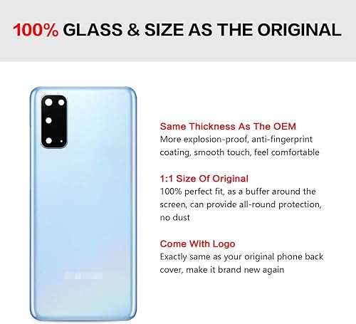 Miniatura 2 de Compatible con Samsung Galaxy S20 - Carcasa trasera de repuesto de vidrio de 6.2 pulgadas para Galaxy S20 SM-G980 SM-G981, todos los portadores con