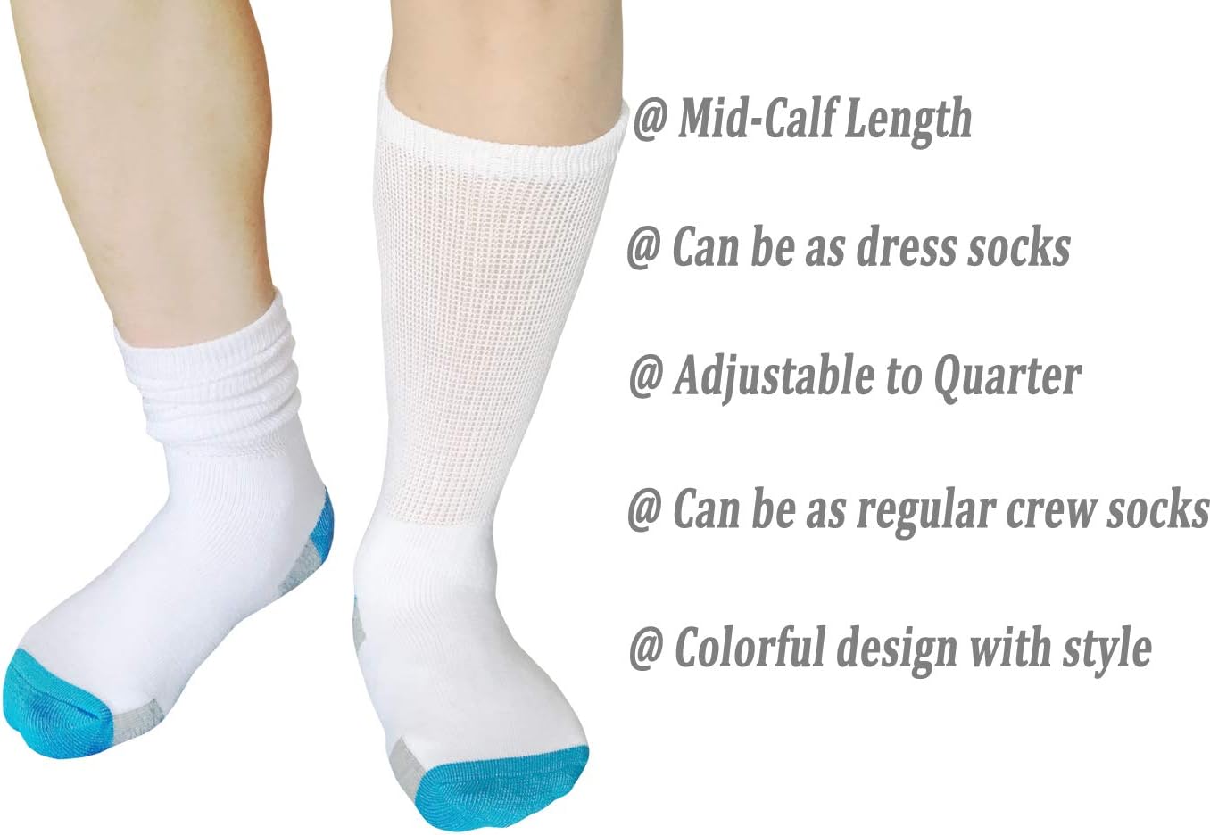 Diabetic Socks Non-Binding Crew Wide Top for Neuropathy Edema Swollen Thick Ankle Bariatric Lymphedema Slipper Sox - Image 5