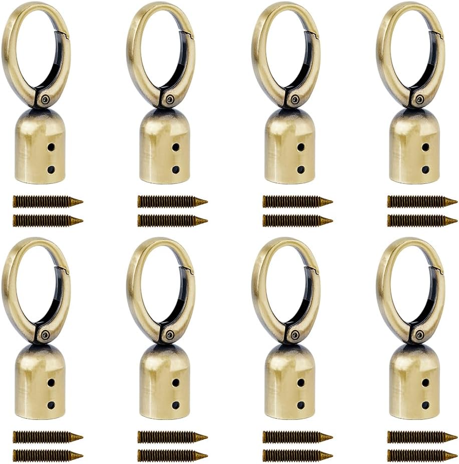 SUPERFINDINGS 8 Sets Leather Cord Ends Alloy Large Tassel Caps with Snap Hook Barrel Beads Terminators Platinum Clasps for Tassel Jewelry Making Bag Strap DIY, Hole: 14.5mm