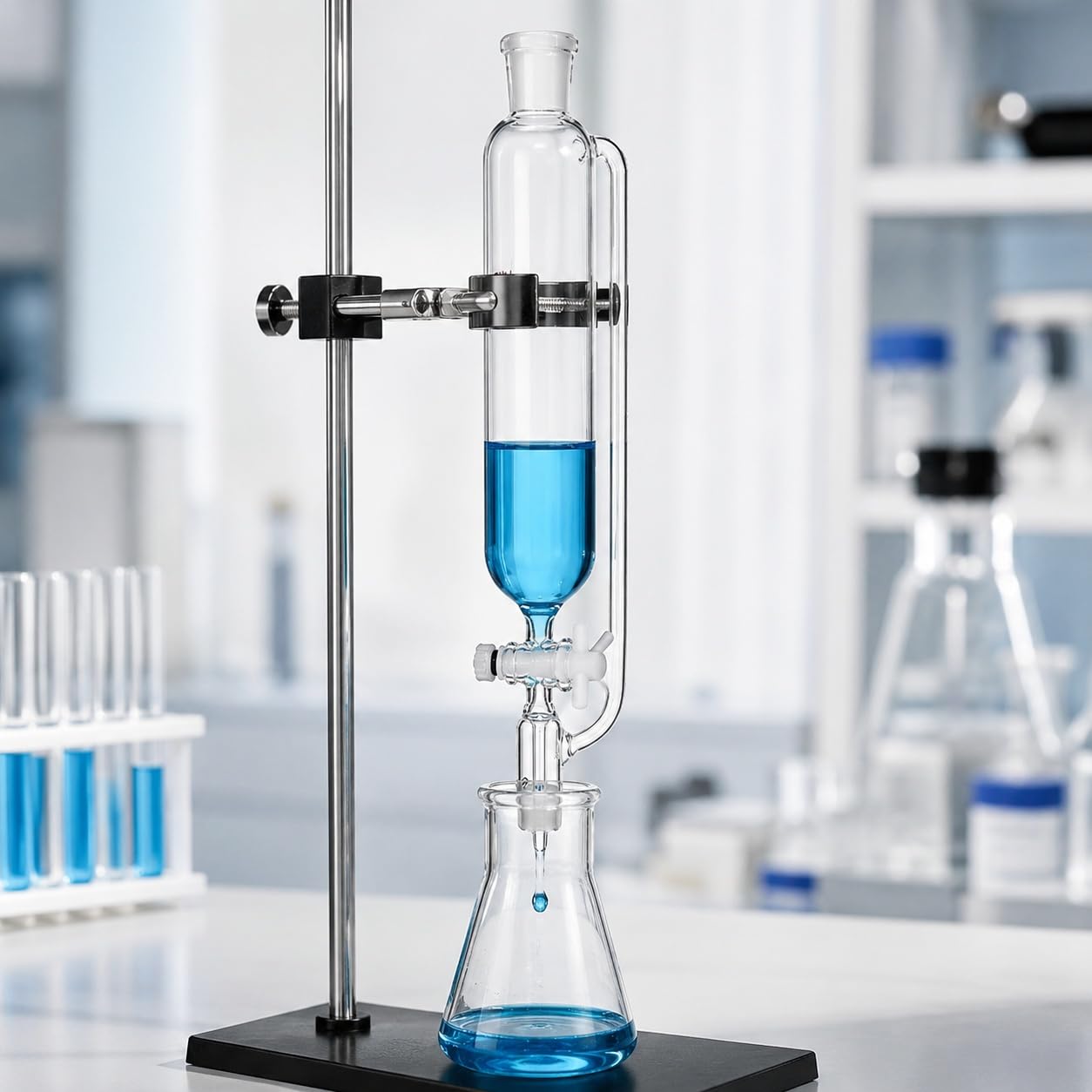 Druckausgleichstrichter aus Borosilikatglas PTFE Hahn Schliff-5000mL 29#