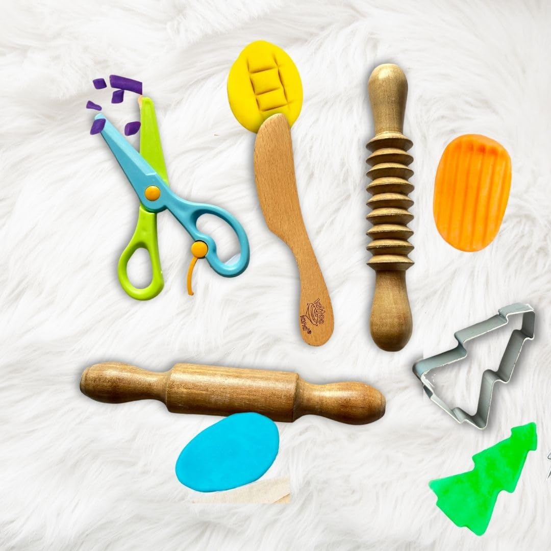 Lattooland Play Dough Tools |Wooden Tools for Clay |Montessori Toys |Pretend Play| Durable & Safe | Set of 5 Child-Sized Tools for Boys Girls 2 3 4 5 6 7 (B0BM9BXB5G) Amazon Price History, Amazon Price Tracker