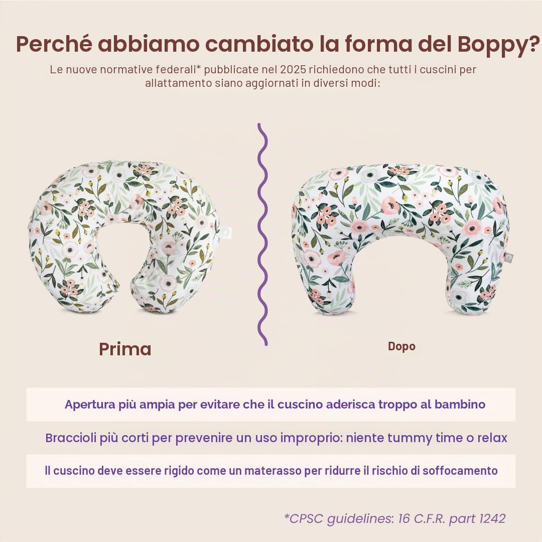 Boppy Cuscino per allattamento, con piante d'appartamento felici, più grande, più solido e di supporto per l'allattamento al seno e l'allattamento con biberon, riempimento più solido, sollevamento più