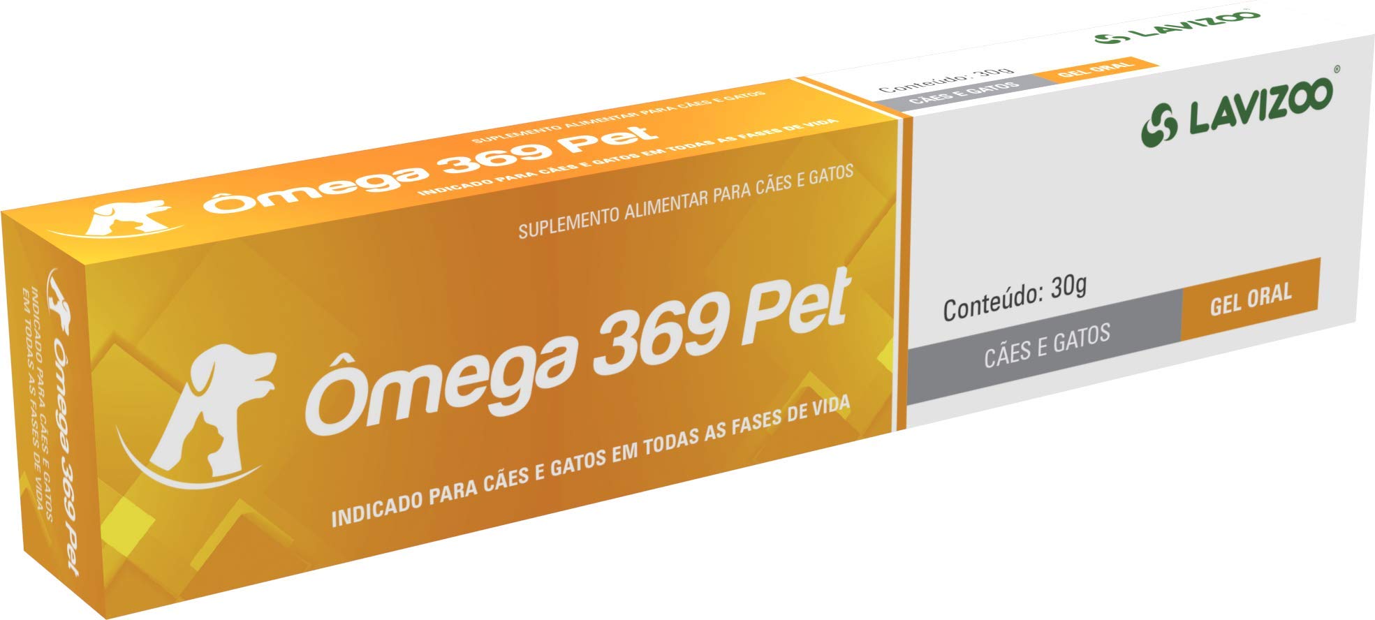 Embalagem do suplemento Laviz Ômega 369 para cães e gatos