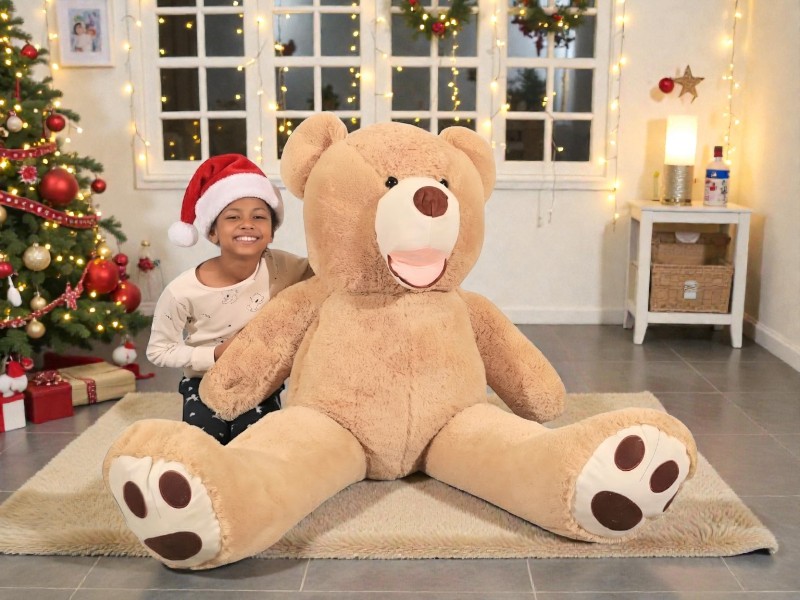 Bananair – Teddy Bear XXL 200 cm – Gemaakt in Frankrijk, Ultra Zacht en Pluche, XXL Knuffels van 130 tot 340 cm – Grote Teddybeer voor Verjaardagen, Kamerdecoratie, Feestjes (Beige