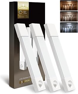 EZVALO Schrankbeleuchtung 20 cm × 3 Stück, 30 LED Schrankleuchte mit Bewegungsmelder, Unterbauleuchte Küche LED mit 3 Farbtemperaturen, dimmbar, wiederaufladbar für Kleiderschrank, Küche, Treppe