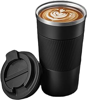 17oz Stainless Steel Vacuum Insulated Coffee Travel Mug for Ice Drink & Hot Beverage, Double Wall Travel Tumbler Cups with Spill Proof Lid for Men and Women (BLACK)