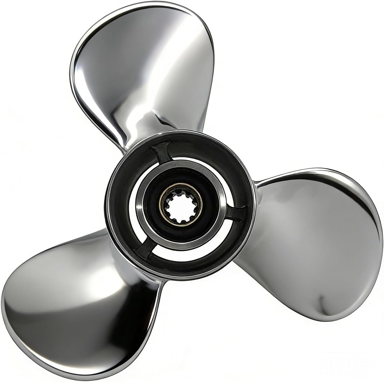 9.9x12 9.9x13 9.9x14 Outboard Propeller 10 Tooth Splines Stainless Compatible with Tohatsu Nissan Mercury 25hp 30hp Outboards, 3.00" Gearcase 3 Blades, RH, Similar to OEM No. 5221-100-12/13/14