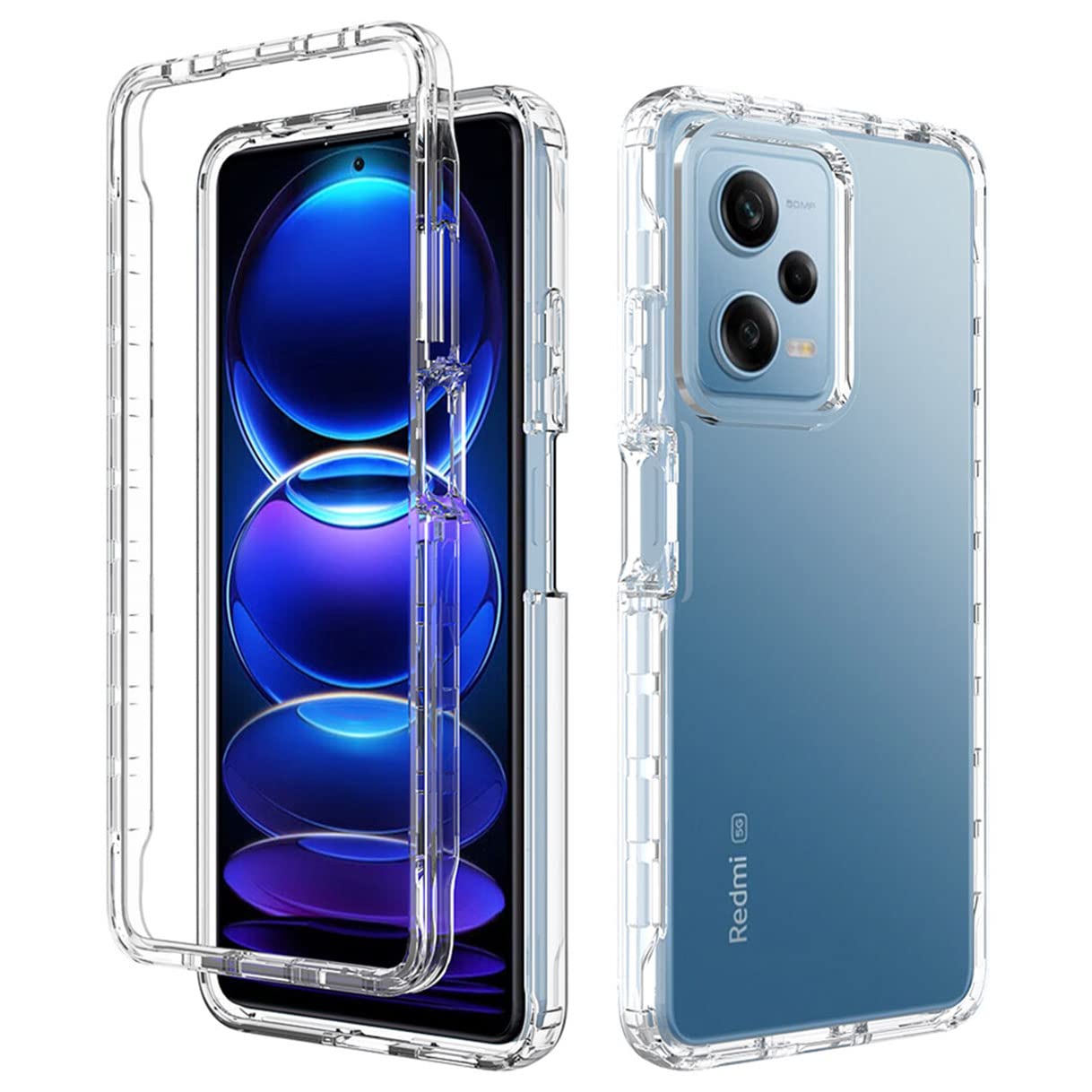 HAOYE Cover per Xiaomi Redmi Note 12 5G / Poco X5 5G, [Protezione Schermo Integrata] Ultra Sottile Gradiente Colori Trasparente TPU Custodia Silicone