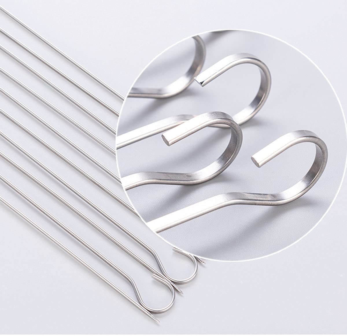 Brochetas de kebab, juego de brochetas de carne de kebab para barbacoa de acero inoxidable 304, palitos de brocheta de metal reutilizables planos para barbacoa, cóctel, artículos esenciales para fie