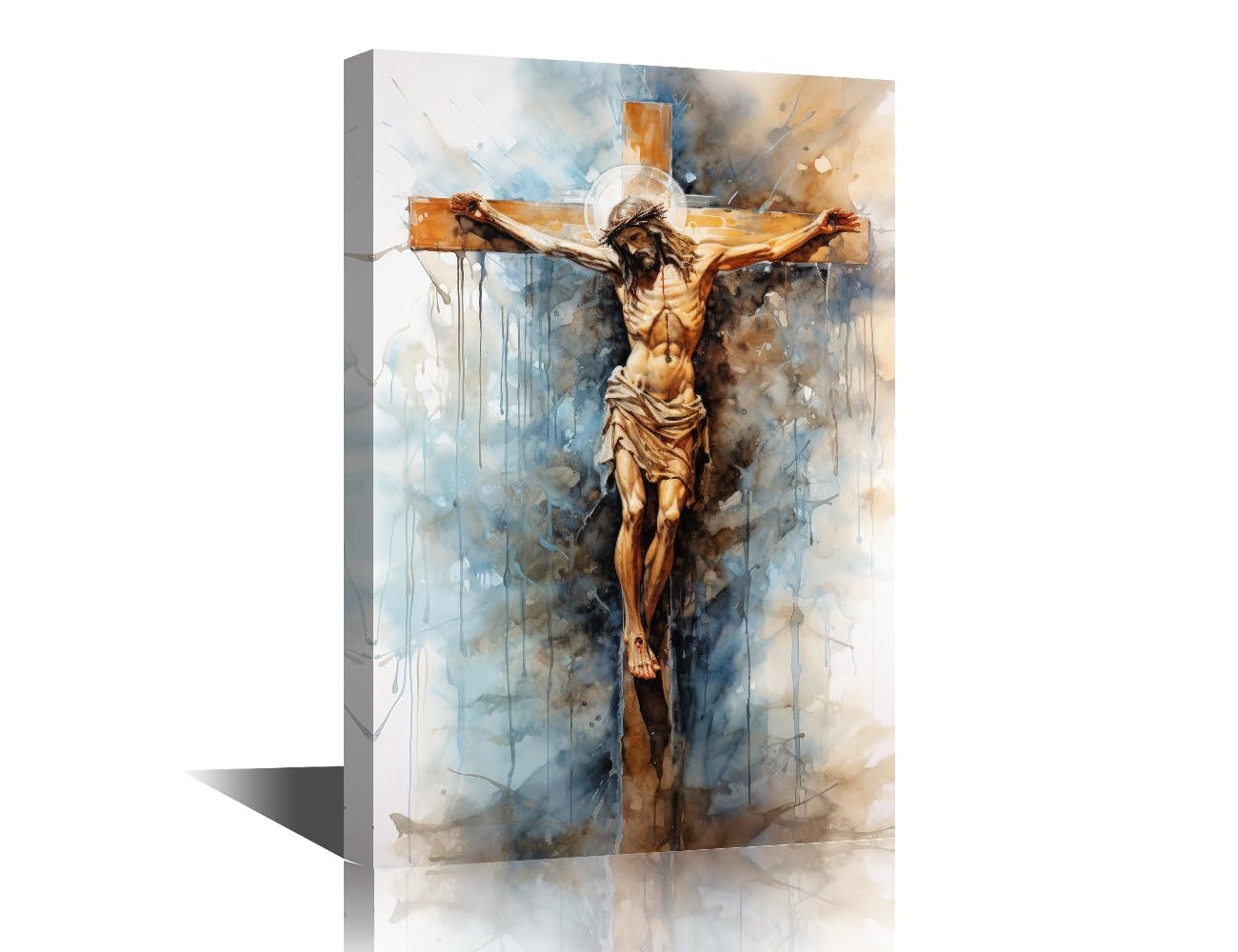 TISHIRON Passion Sunday Canvas Art Wall Decor Jesus Christ Bedroom Wall Art Pictures for Living Room Jesus Crucified on the Cross Wall Painting Modern Wall Art Framed Ready to Hang (24''Wx 36''H) โ image 1