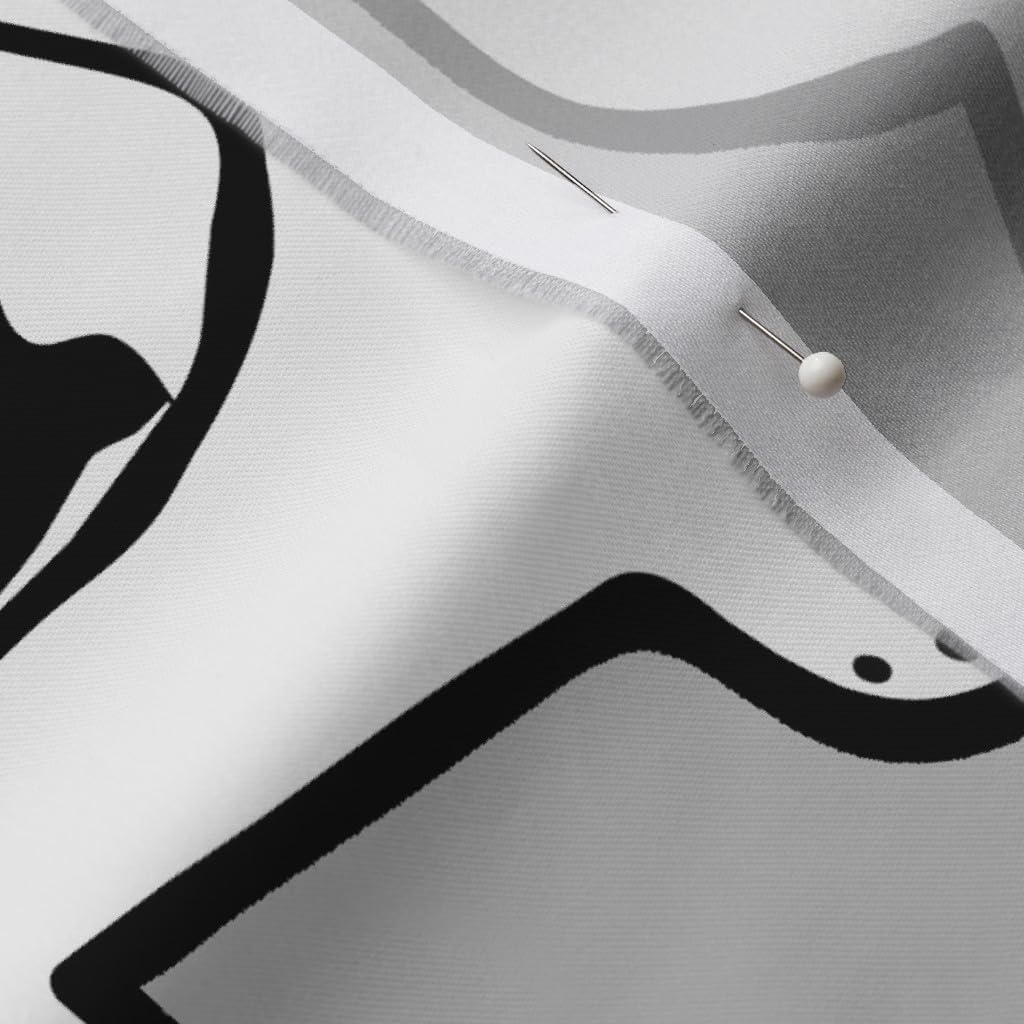 Spoonflower Fabric - Bull Bone Graphic Bulldog Pitbull Bully Breed Black White Gray Dog Printed on Organic Cotton Sateen Fabric by The Yard - Sewing Quilting Apparel Home Decor