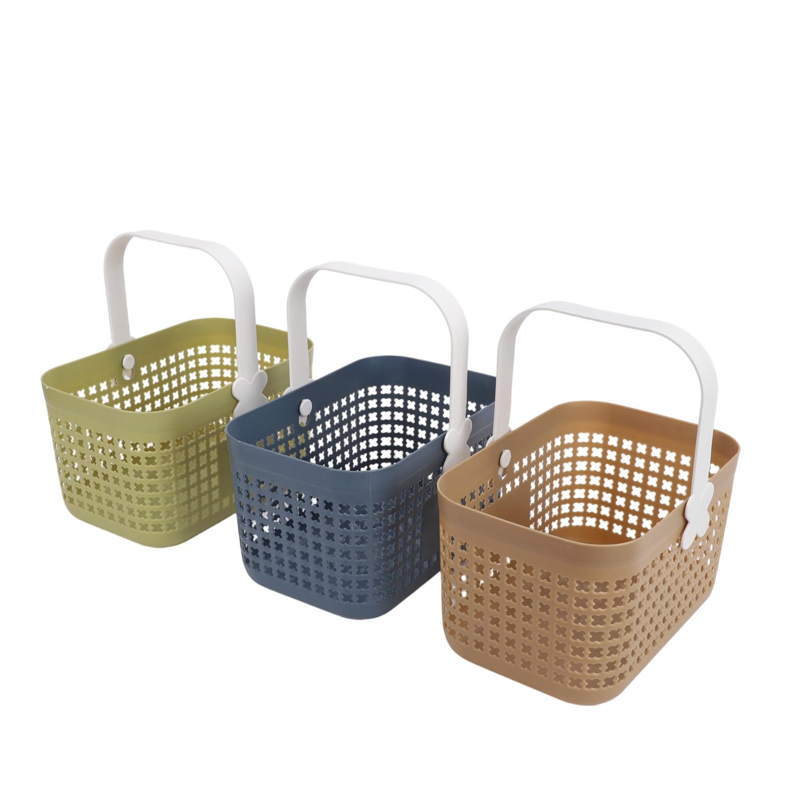 Asixxsix Cestino per Raccolta in Plastica da 3 Pezzi, Cestello Portaoggetti Rettangolare Impilabile con Manici Robusti per Raccogliere Verdure, Frutta e Bacche, Cucina da Giardino