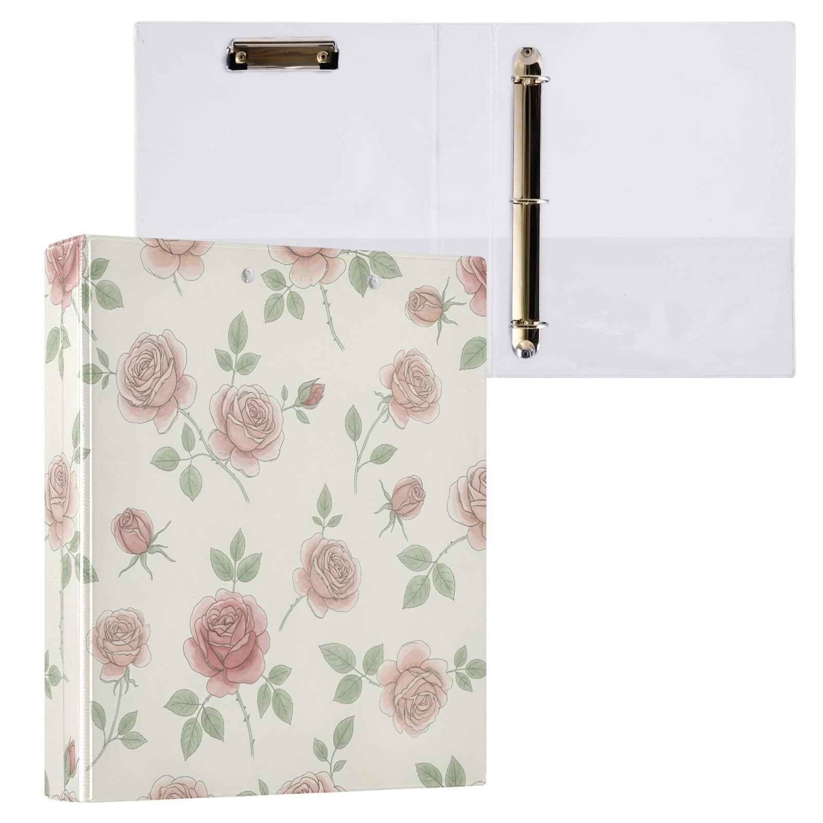Classeur à 3 anneaux vintage en forme de roses