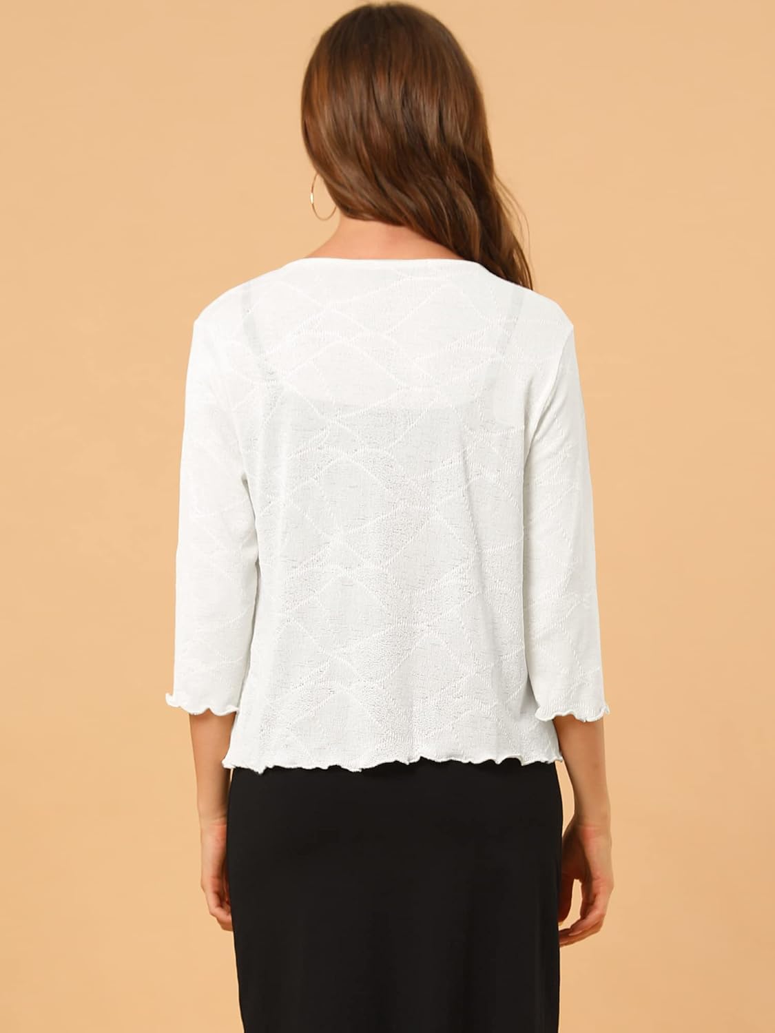 Allegra K Women's Open Front Knit Cardigan Tied 3/4 Sleeve Bolero Shrug - Image 5