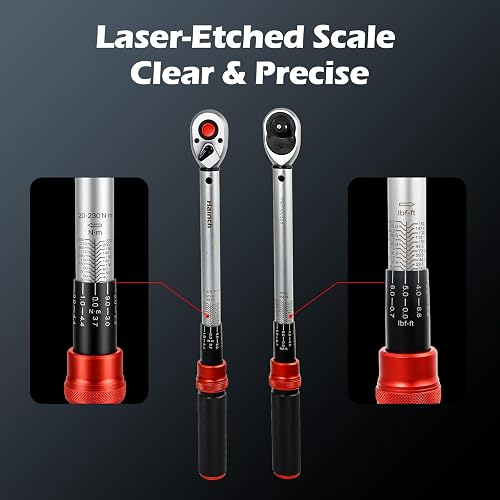 Hairich Lot de 3 clés dynamométriques - 1/4" + 3/8" + 1/2" - 3-25 Nm, 5-60 Nm, 20-230 Nm - Précision ± 3 % - Tête à cliquet à 72 dents - Clé dynamométrique professionnelle pour vélo, voiture et moto - 6