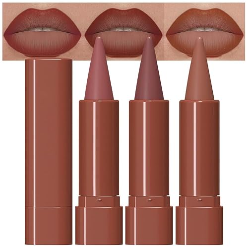Miniatura 159 de evpct Juego de 3 lápices labiales color rubí ciruela rojo malva degradado mate lápiz labial lápiz labial lápiz lápiz para mujeres de larga duración
