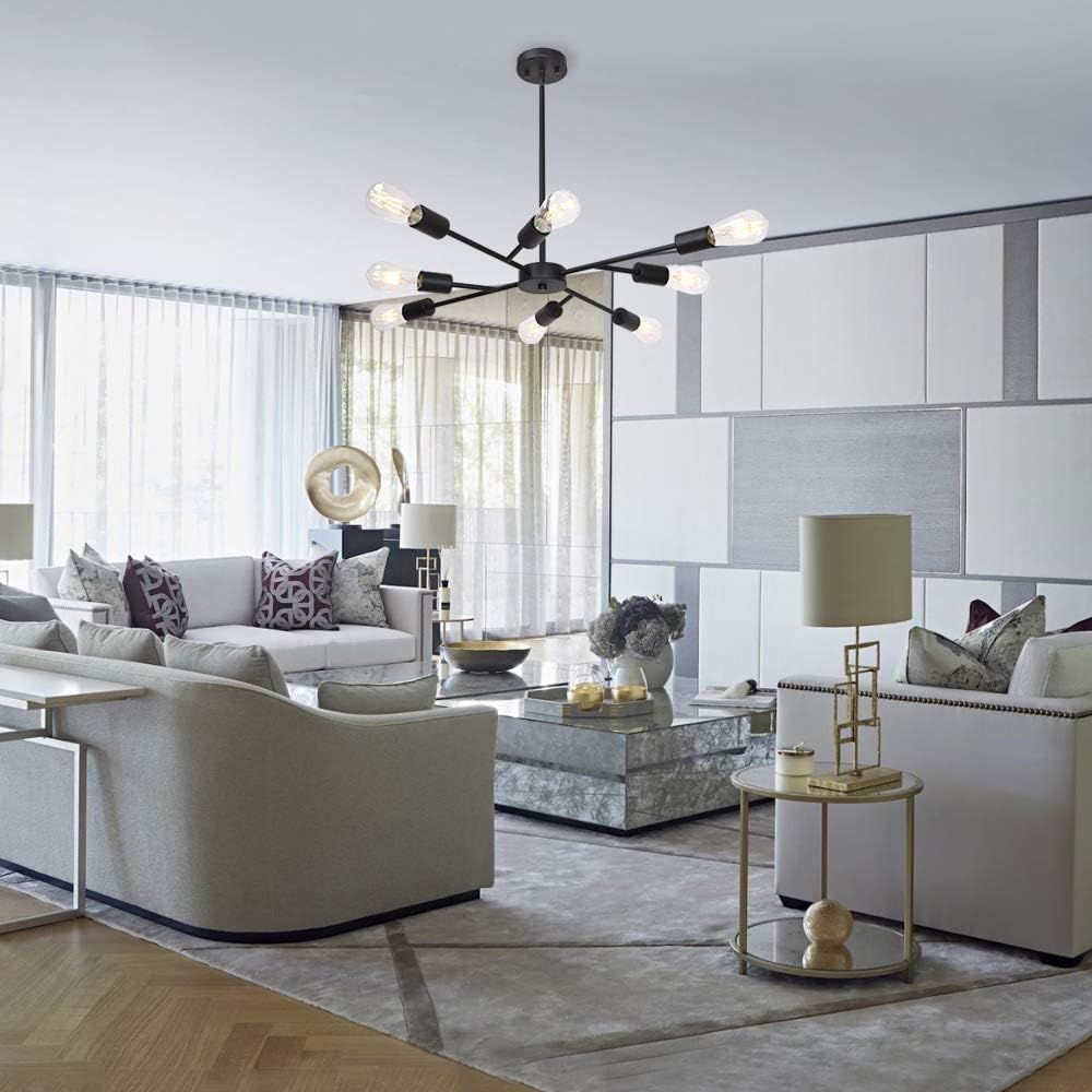 🛒 Crazy Deals Banato Sputnik Chandelier Modern Black Pendant Lighting 8 Lights Ceiling Light Fixture for Dining Room Hallway