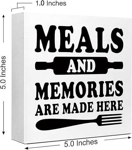 Vista 2 de LVQHI Meals and Memories are Made Here - Letrero decorativo para encimera de cocina, divertida caja de madera de granja para decoración del hogar