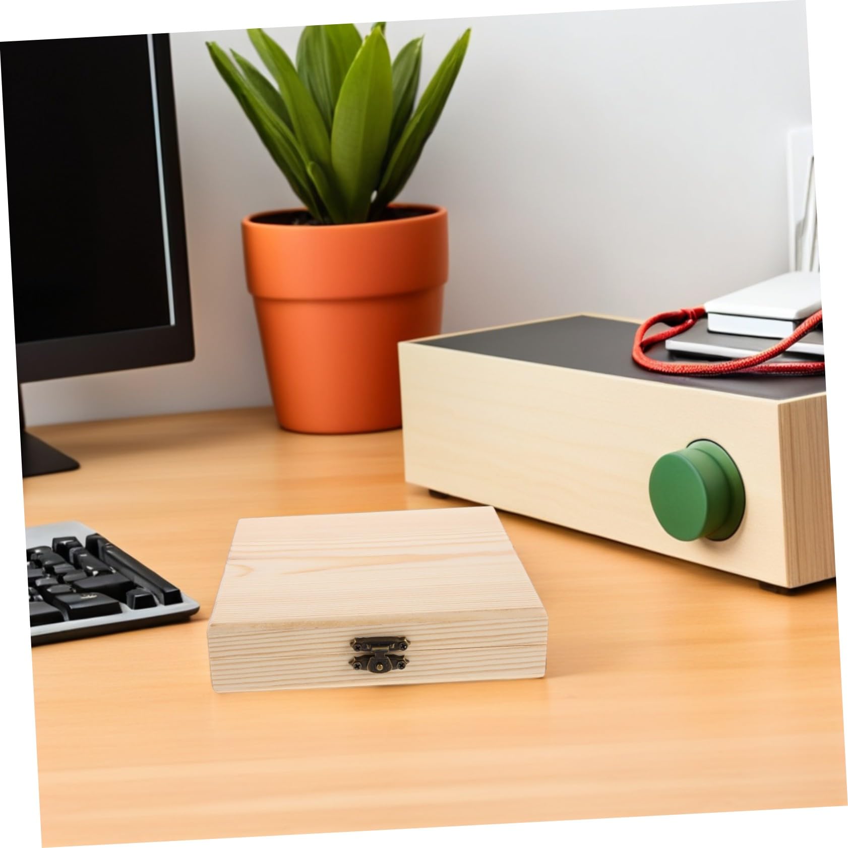 Cabilock Scatola Porta Cd in Legno Massello Quadrata 13,5x13,5x2,5 Cm Organizer Sottile Per Dvd Custodia Retrò Resistente Per Casa Ufficio Esposizione e Conservazione Multimediale