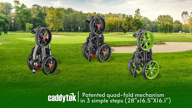 Watch CaddyTek Caddylite 15.3 V2 - Deluxe Quad-Fold Golf Push Cart