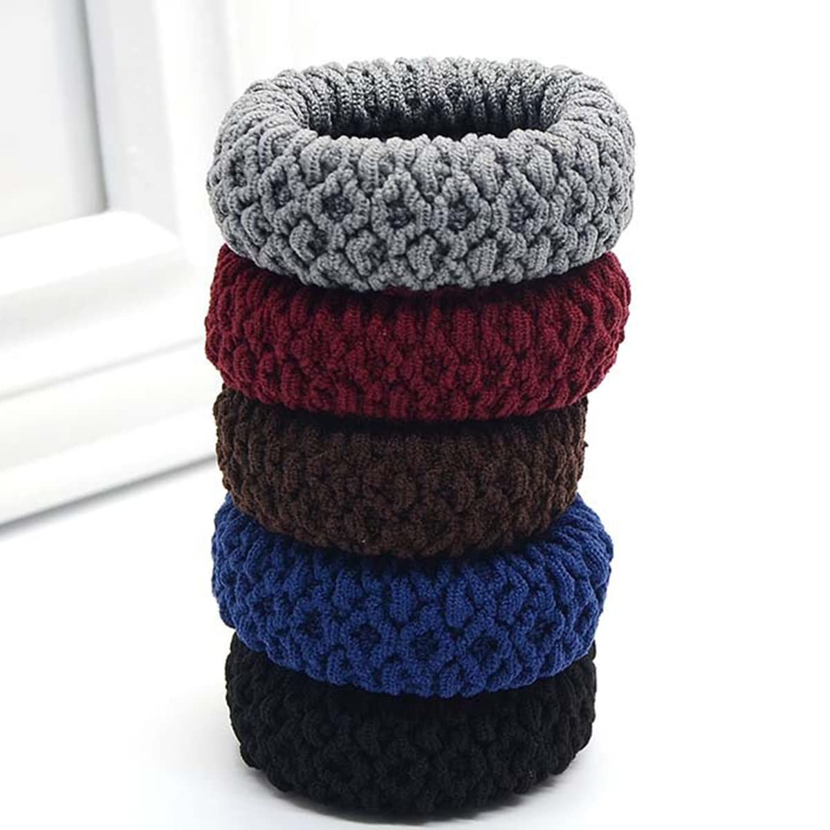 6pcs Girls Hair Tie Colorful Large Elastic Hair Bands Ponytail Holder Rubber Bands Headband - Multicolor-image-0