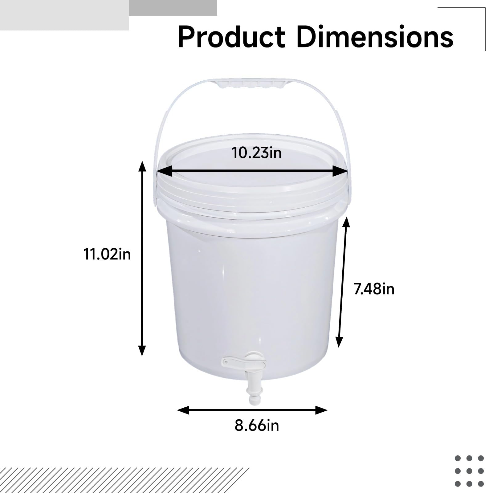 Auslaufsicherer, lebensmittelechter Eimer, 10 l, Kunststoff-Wasserbehälter, stapelbar, Schraubverschluss und Zapfhahn, für Haushalt und Lebensmittel, Flüssigkeitsaufbewahrung und -dosierung