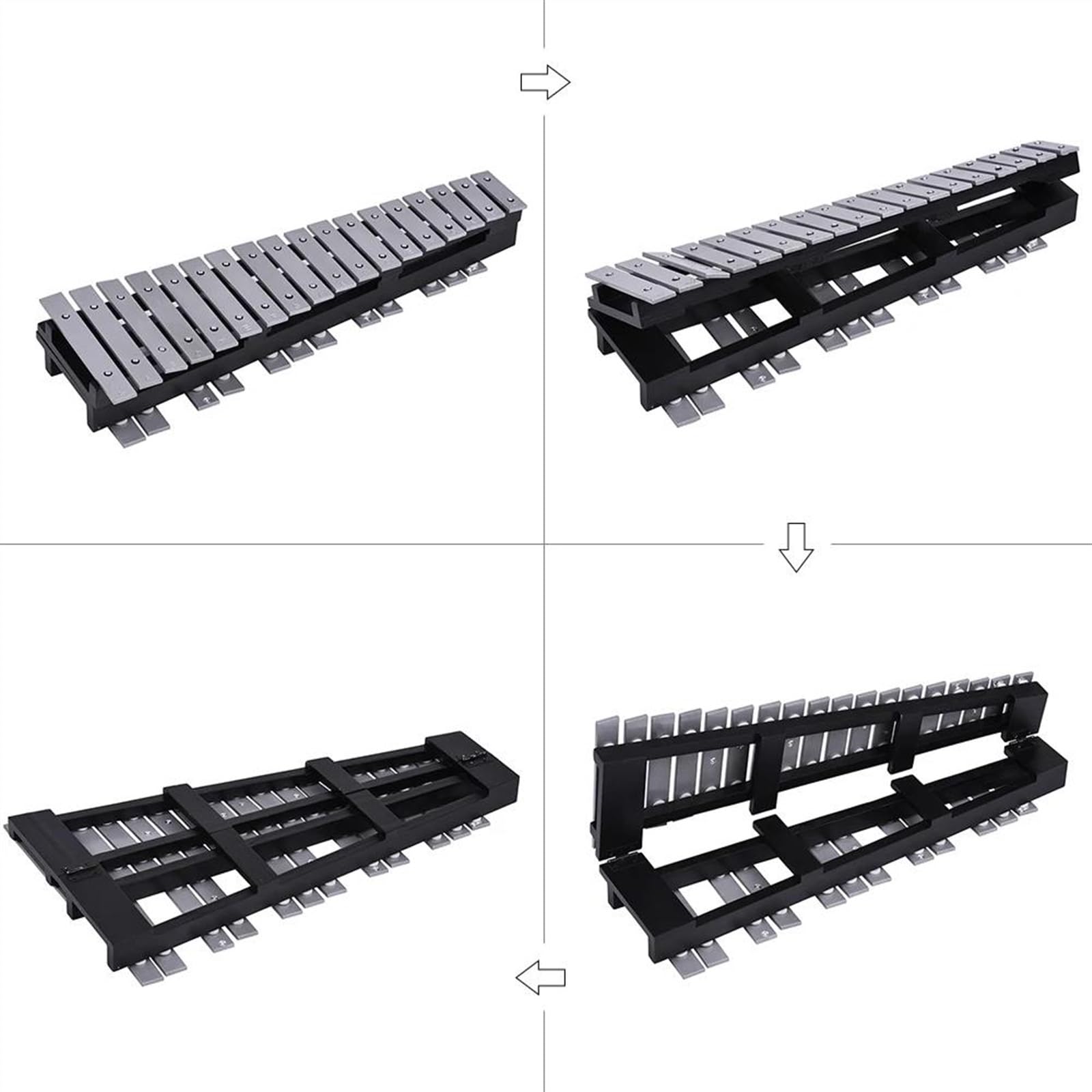 30 Notas Glockenspiel Xilófono Marco De Madera Barras De Aluminio Con Bolsa De Transporte Material De Madera Y Aluminio