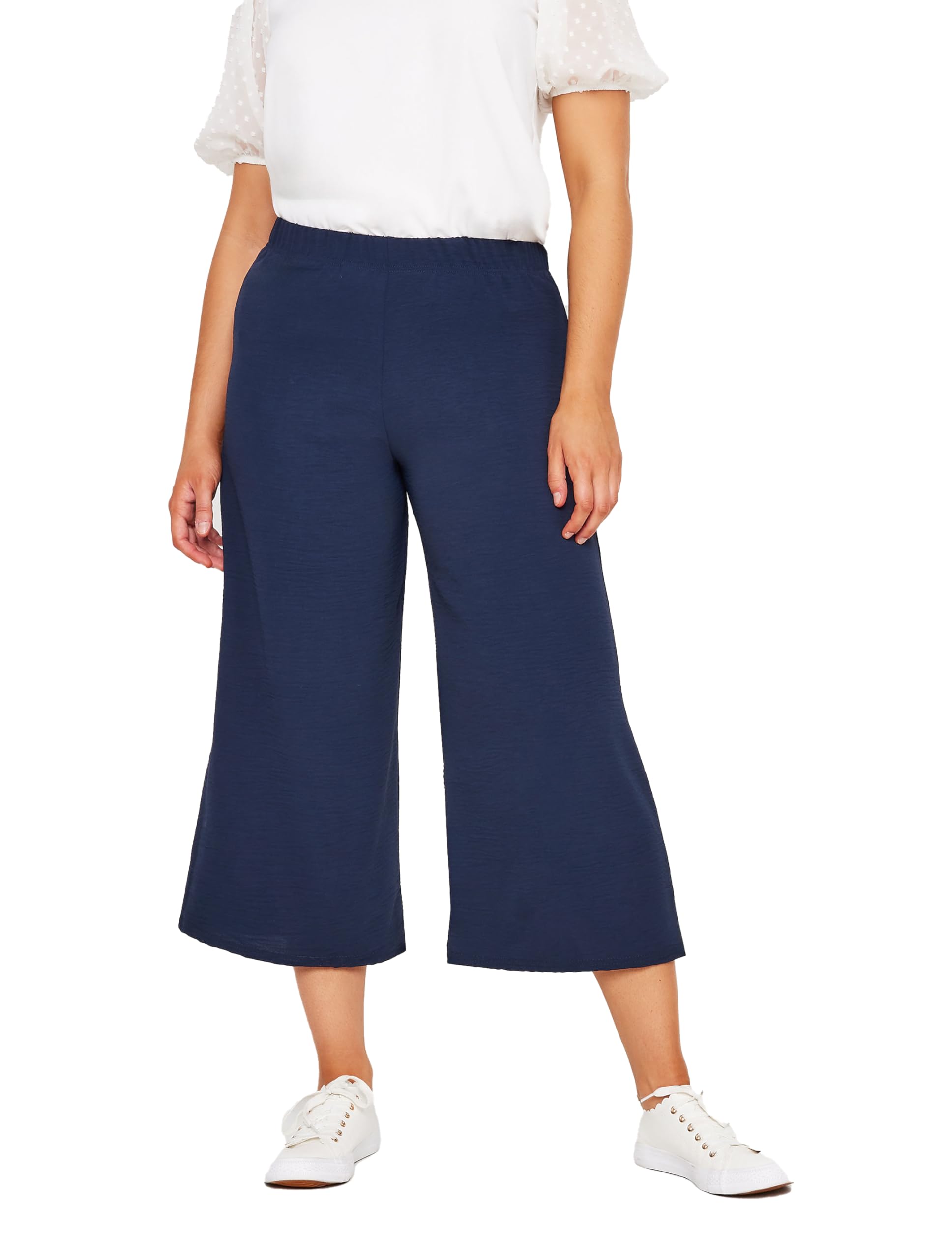 M&Co Women's Blue Navy Soft Crepe Culottes