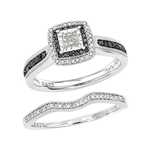 Elegant Black & White Diamond Bridal Set