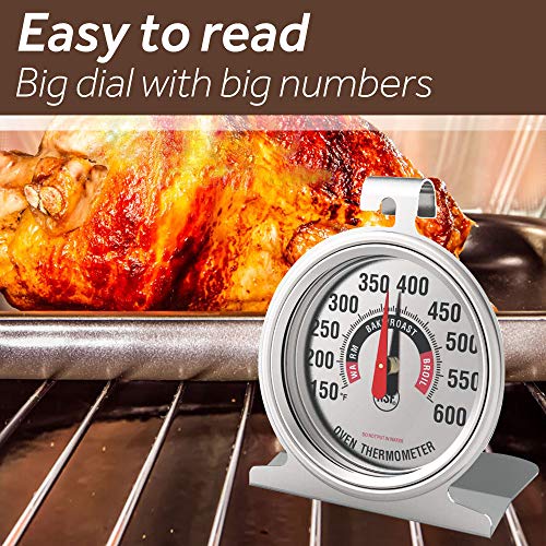 Efeng Large in Oven Thermometer for Electric or Gas Oven (2 Packs) -Large Hook Baking Thermometer,Cooking Thermometer with NSF Quality & Non Fading Color dial Oven Safe After Long time Cooking
