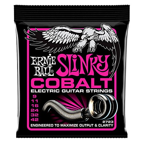 Ernie Ball 2723 Cobalt Super Slinky 9-42 String Set - Includes 6 Free Plectrums