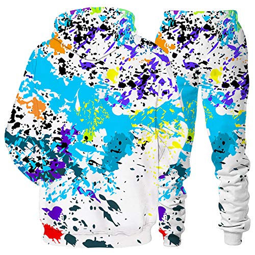 Urvip Unisex Tie Dye Digital Loungewear 3D All Over Printed Casual Athletic Tracksuits Hoodies Pants Sports Sets Multi-14 Xl #TOP1