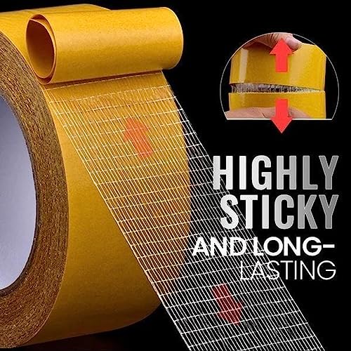 Wide Double Sided Tape, 2"×65 FT Stick Mesh Strong Adhesive Double Sided Adhesive Tape for DIY Crafts Rug Fixed,Grid Fixed Double-Sided Tape Heavy Duty for Office Wedding Edge Banding (2"×65 FT) - Image 5