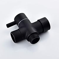 Vista 8 de Válvula en T de 7/8 "Válvula desviadora de inodoro de 3 vías Adaptador de bidé de latón con apagado para rociador de inodoro de mano, negro, DSF006B