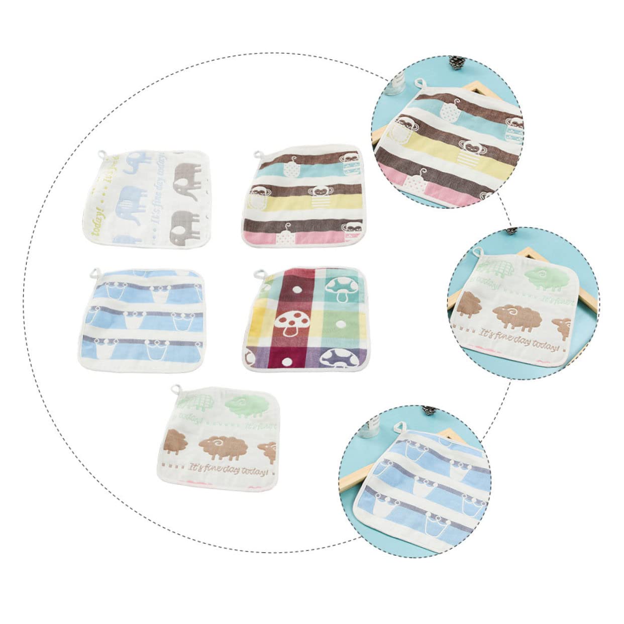 TOYANDONA 3 Juegos De Toallas De Algodón Para Niños Y Niñas Paños De Muselina Suaves Para La Hora De Comer Del Bebé 5 Piezas X 3
