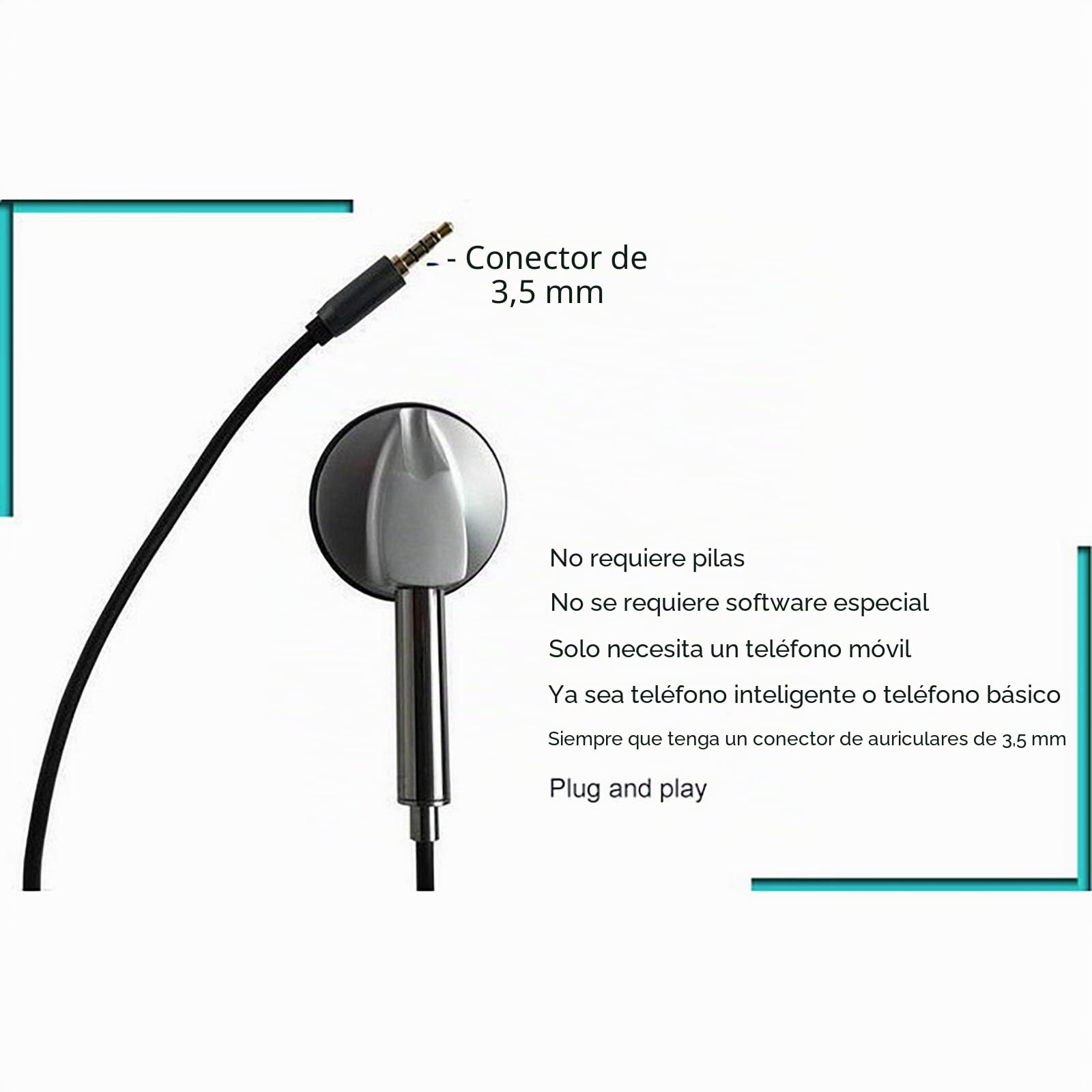 LHONG Estetoscopio De Electrónico, Grabación De Auscultación, Adecuado para Captar Ruidos Cardíacos, Respiratorios, Intestinales, Etc