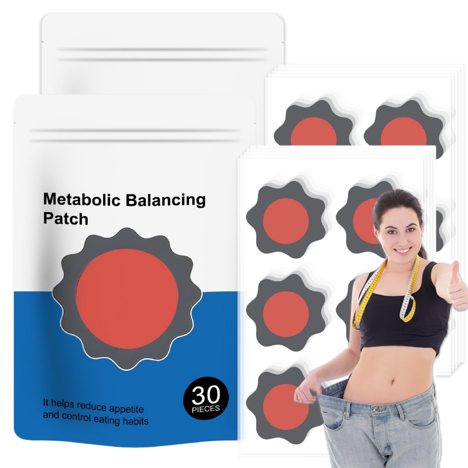 Berberine Pflaster Original 2.0, 60 Stück Abnehmpflaster Selbstklebend Diskret Hautfreundlich Metabalance Patch Körperpflege Pflaster Für Alltag Arbeit Schlaf Alle Hauttypen (2PCS)