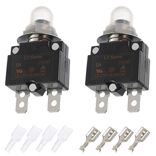 Vista 22 de Disyuntor de botón de reinicio manual de 20 A, 125/250 V CA, 50 V CC, protector de sobrecarga térmica para automóviles con terminales de conexión