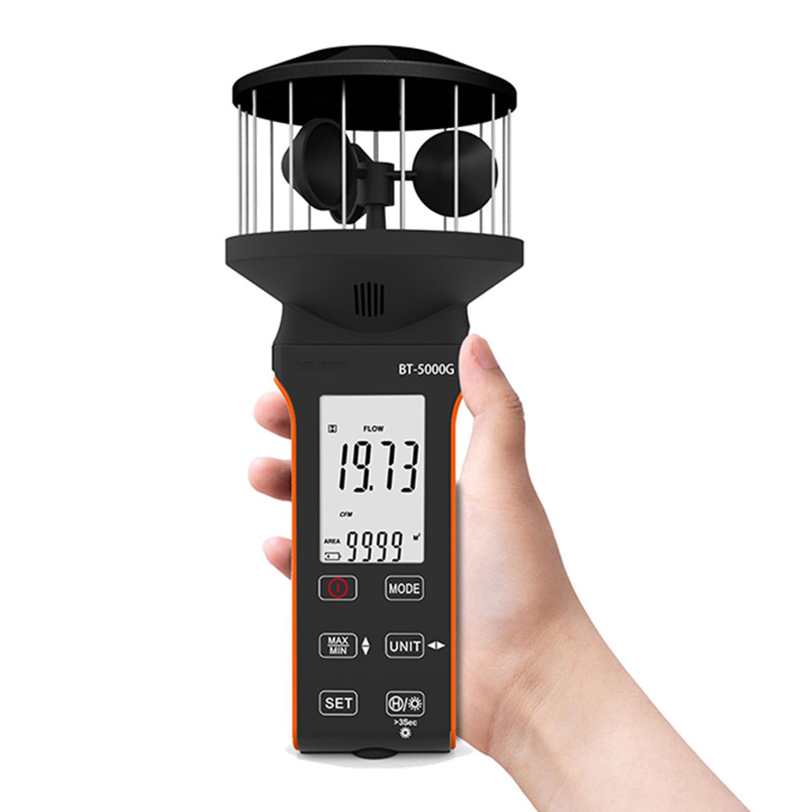 Anemómetro profesional con pantalla retroiluminada y anemómetro digital de conversión de unidades múltiples para lecturas precisas Medidor de portátil