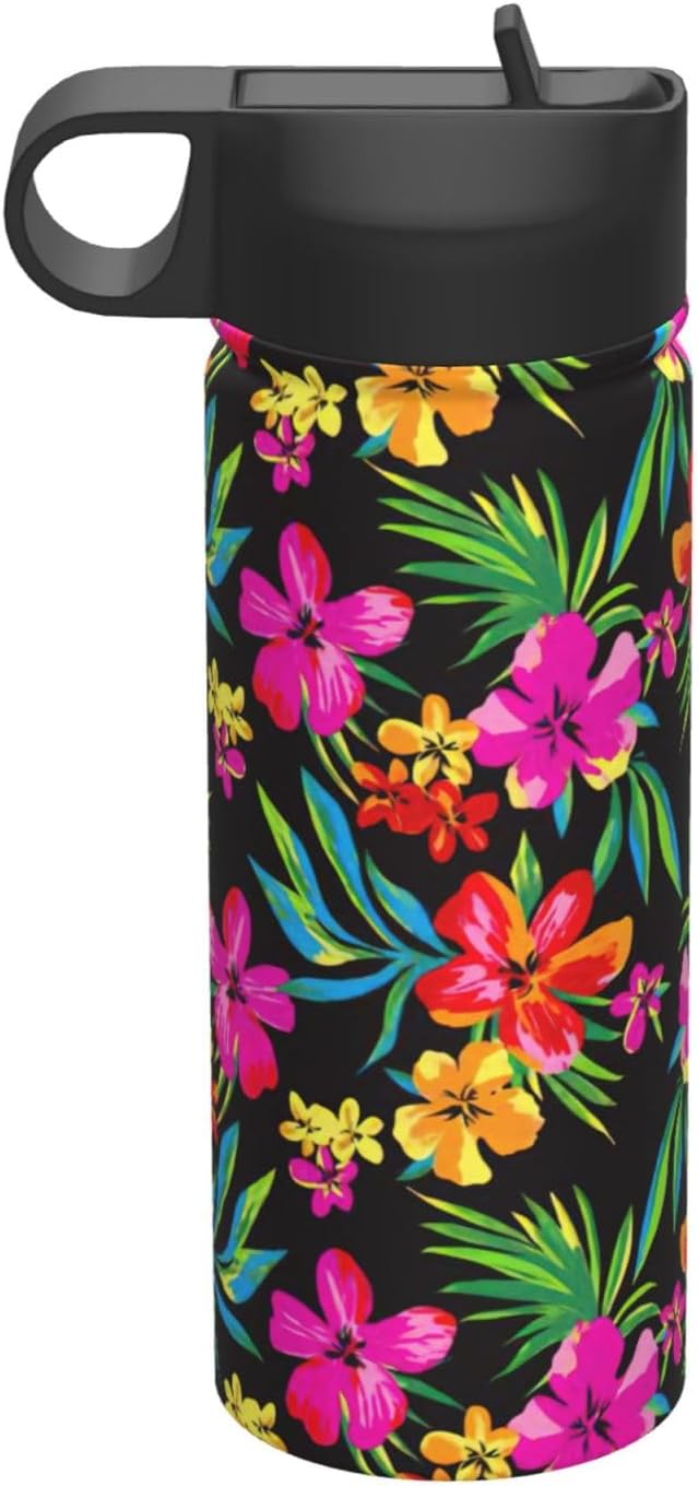 Hawaiian Colorful Flower 18oz Insulated Sports Kettle
