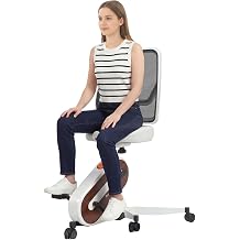 HitGo Ergonomic Office Chair with Exercise Bike, 330LBS Under-Desk Bike with 9-Level Height-Adjustable Seat, 8-Level Resistance, Rolling Wheels, Quiet Fitness for Home Office
