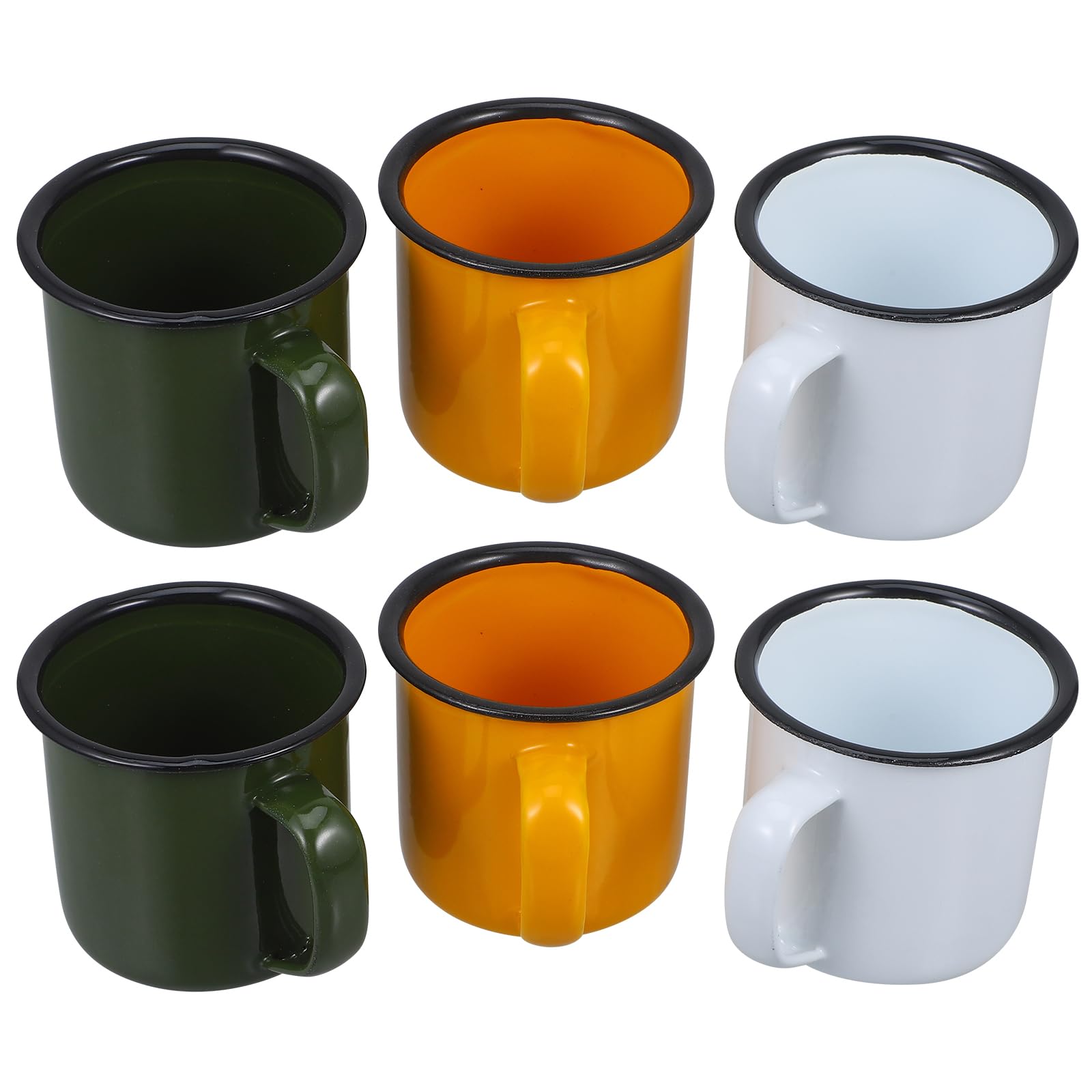 BESTonZON Juego de 6 tazas de esmalte, tazas de café, tazas de café con asa para exterior/camping y regalo (color aleatorio)