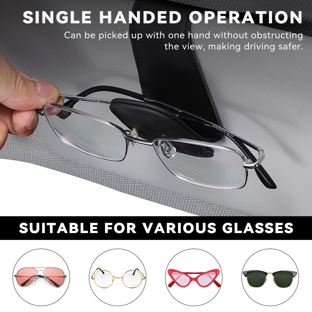 Glasses Holder For Car 2 PCS Car Sunglasses Holder - Leather