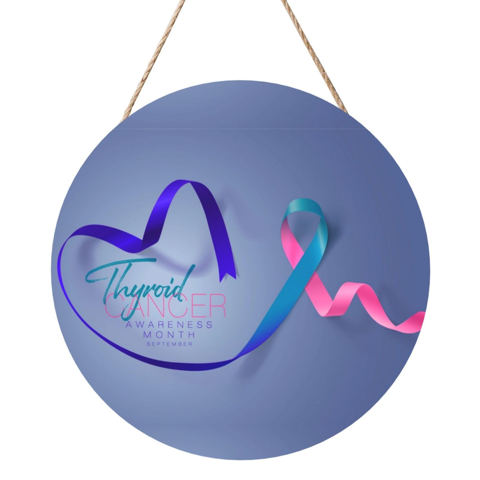 Thyroid Cancer Awareness Month Door Signs Plaques Wood Welcome Sign For Front Door Wall Hanging For Home Farmhouse Office Classroom Party Decoration