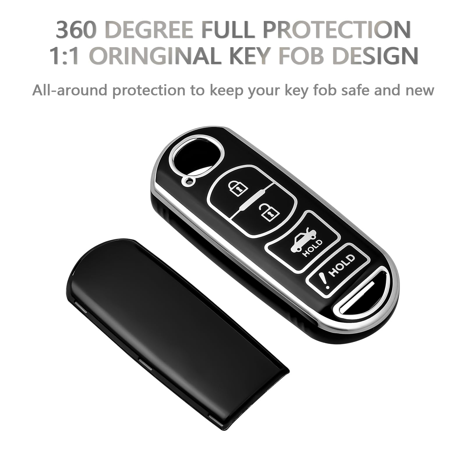 OFFCURVE Coque Étui Clé Voiture TPU – Compatible Mazda 2/3/5/6/CX-3/5/9 & Toyota Yaris IA, Protection 360° Élégante Or/Argent